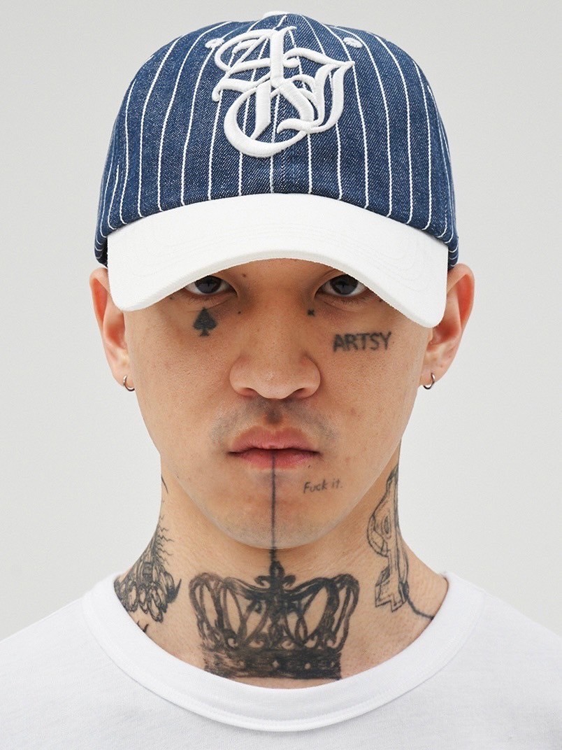 【AJOBYAJO】Sporty Logo Stripe Denim Cap