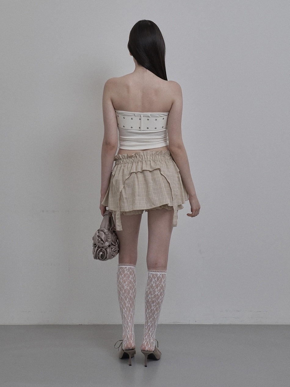 ★SETUP-EXE★CROSS STUDDED SLEEVELESS/OFF WHITE★韓国送料込 SETUP‐EXE】BELT TUBETOP | OUR BRAND,SETUP-EXE | PRESSING WEB