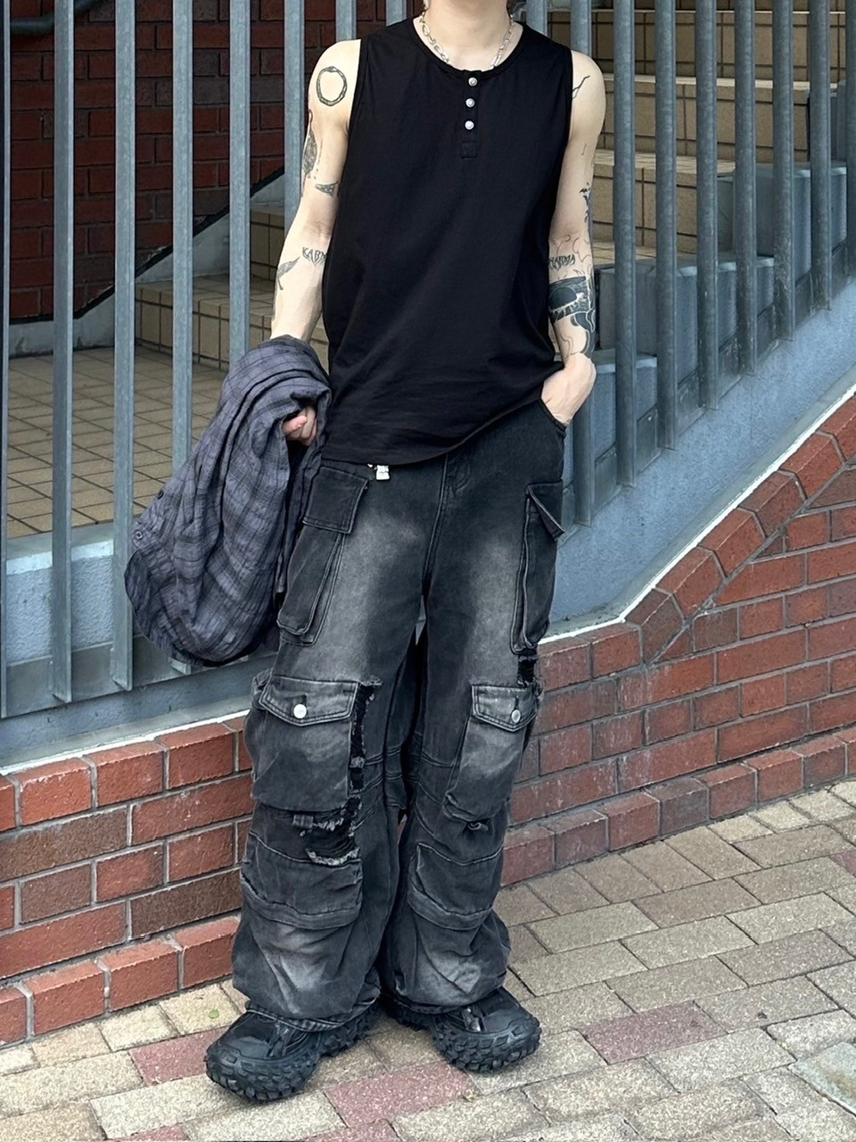 Chikashitsu +】henry neck sleeveless (3color