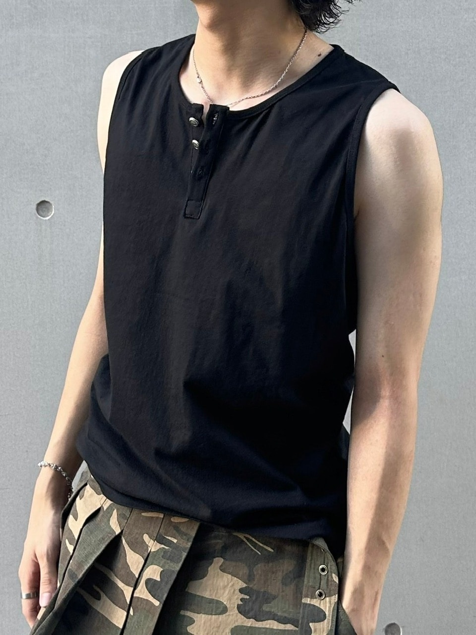 Chikashitsu +】henry neck sleeveless (3color