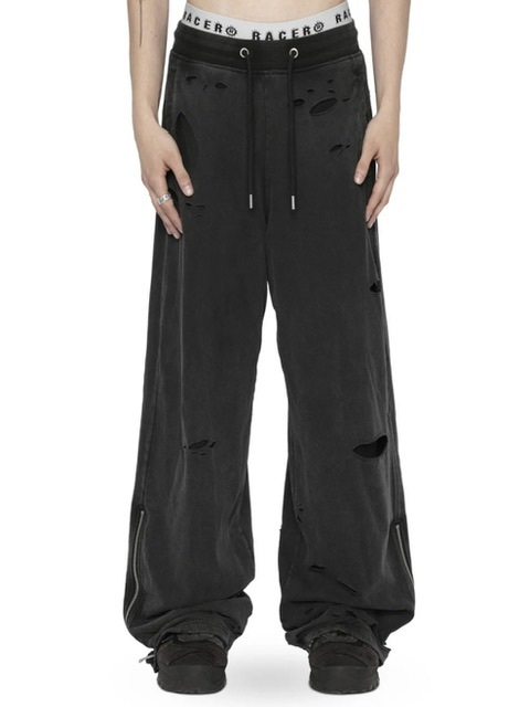 【RACER WORLDWIDE】Distressed 2 Layer Sweatpants
