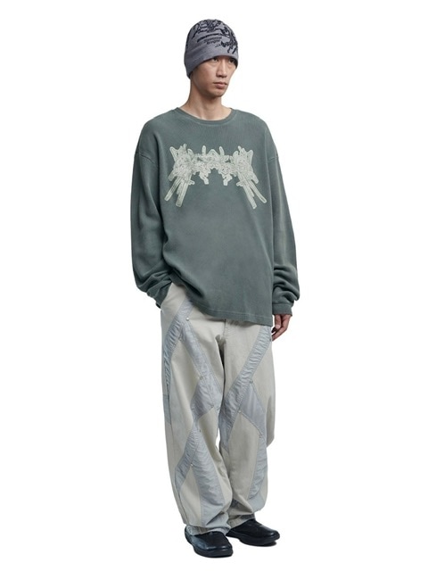★NOMANUAL★A.W WAFFLE LONG SLEEVE TEE A.W WAFFLE LONG SLEEVE TEE - KHAKI GRAY - nomanual | 60