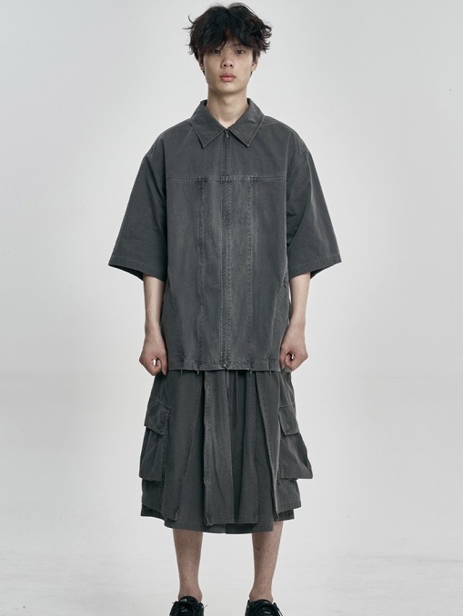 AJOBYAJO】Paneled Zip-Up Shirt | OUR BRAND,AJOBYAJO | PRESSING WEB