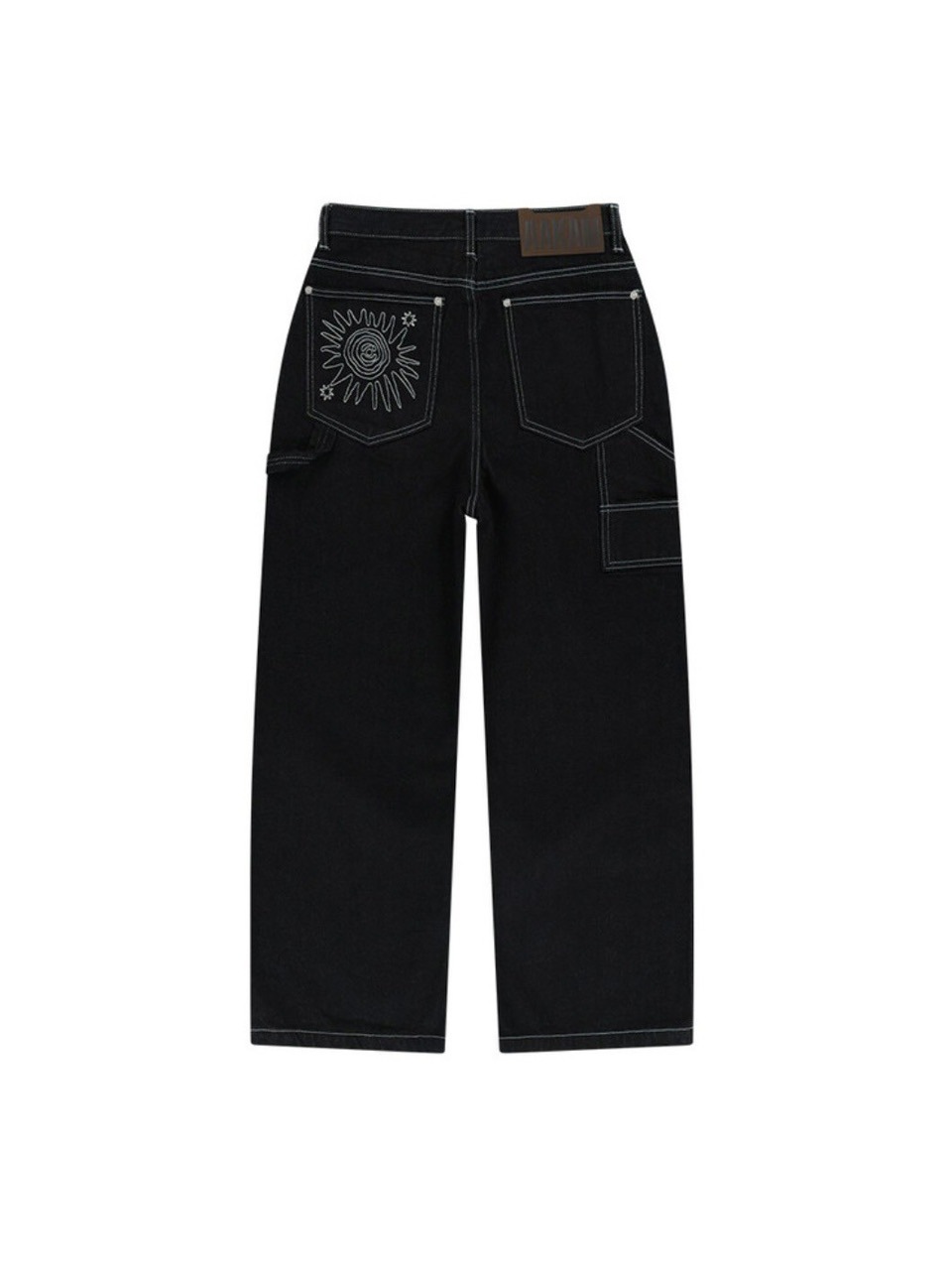 ◆AAKAM◆ Needlework Carpenter Denim Pants Black AAKAM】Needlework Carpenter Denim Pants | OUR BRAND,AAKAM