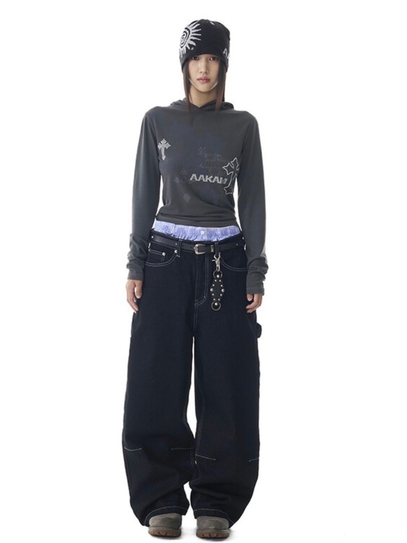 ◆AAKAM◆ Needlework Carpenter Denim Pants Black AAKAM】Needlework Carpenter Denim Pants | OUR BRAND,AAKAM