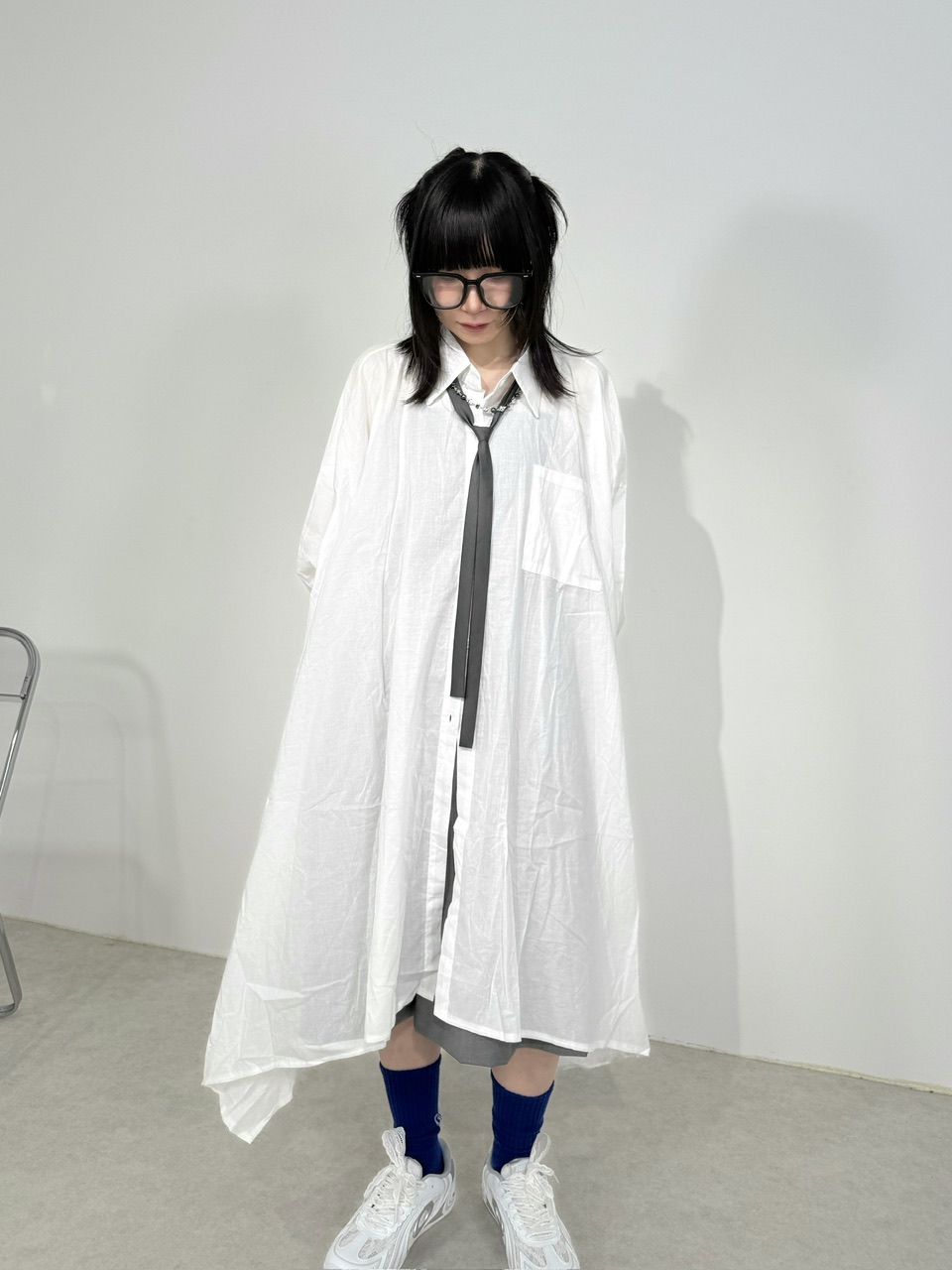 受注制【Nerd out XU】asymmetry long shirt