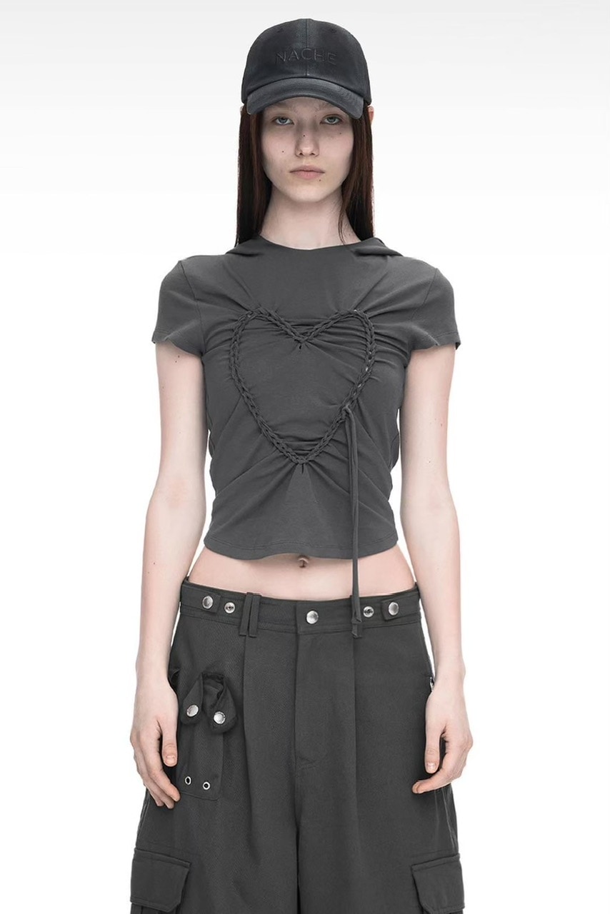 【NACHE】HEART BRAID HOODIE T-SHIRT