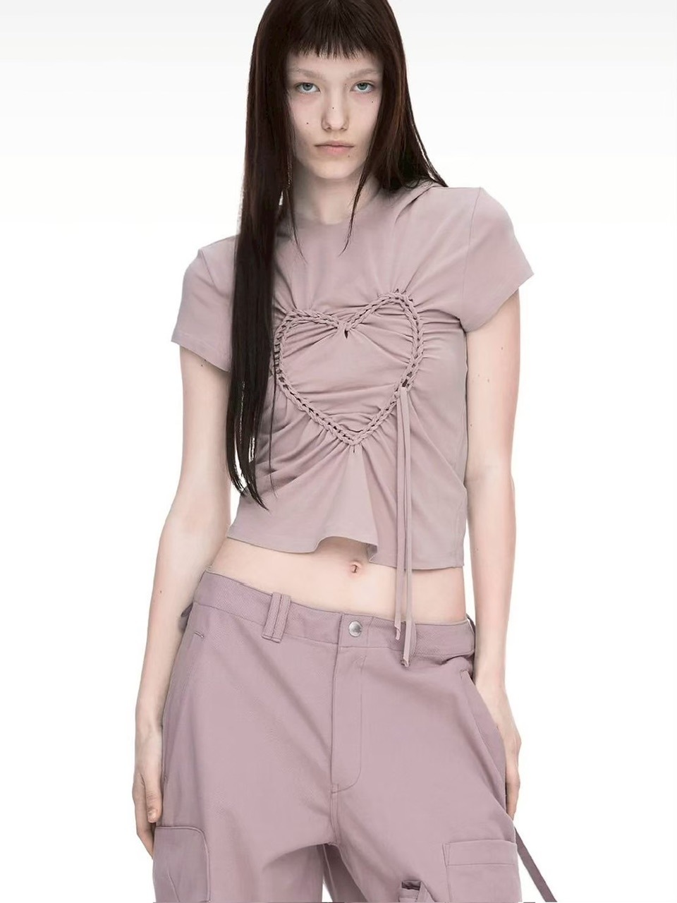 【NACHE】HEART BRAID HOODIE T-SHIRT