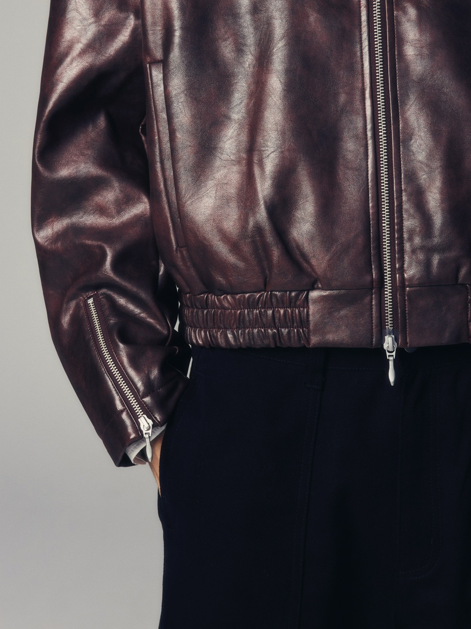 CS】multi zip faded wash blouson (red brown) | OUR BRAND