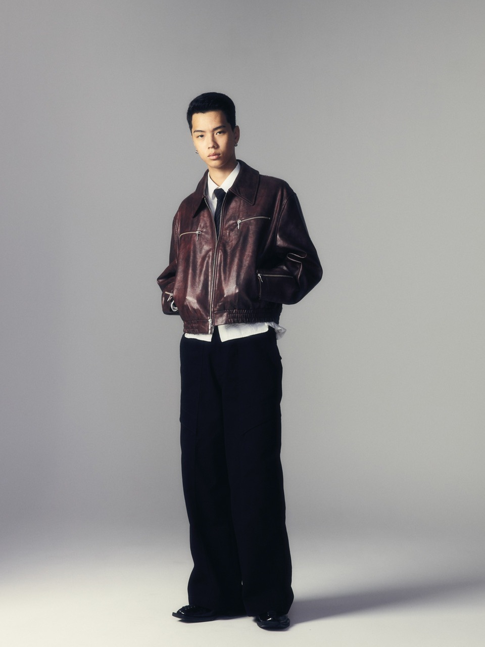 CS】multi zip faded wash blouson (red brown) | OUR BRAND