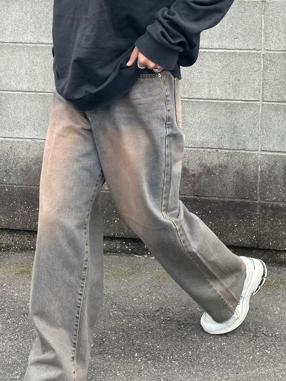 受注制【RENOL】cutting denim wide pants