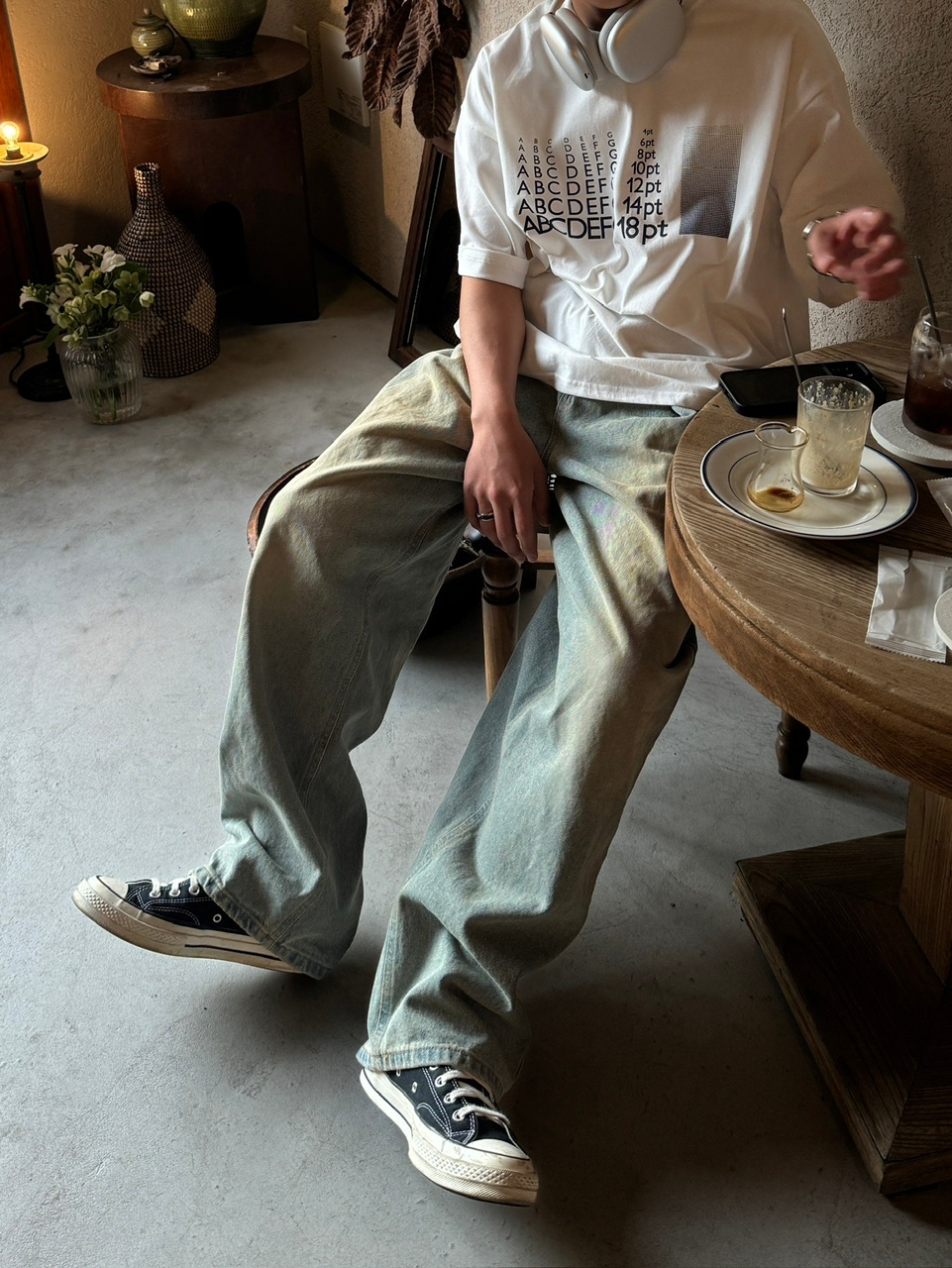 RENOL】vintage wash denim wide pants | OUR BRAND,RENOL