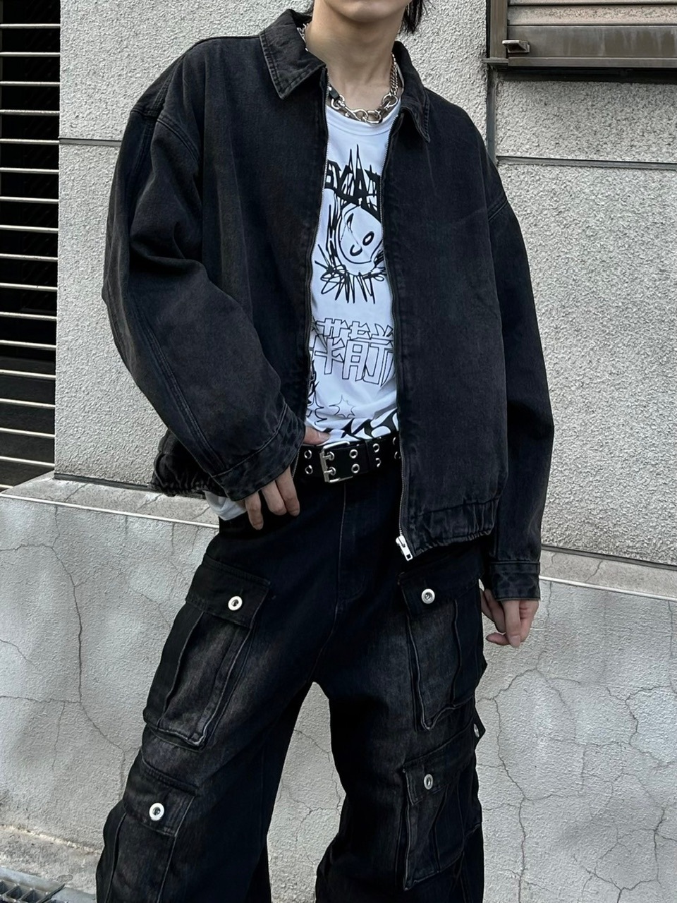 ジャケット・アウター Chikashitsu + flame design denim blouson 大阪店WEB限定【Chikashitsu +】flame design denim blouson