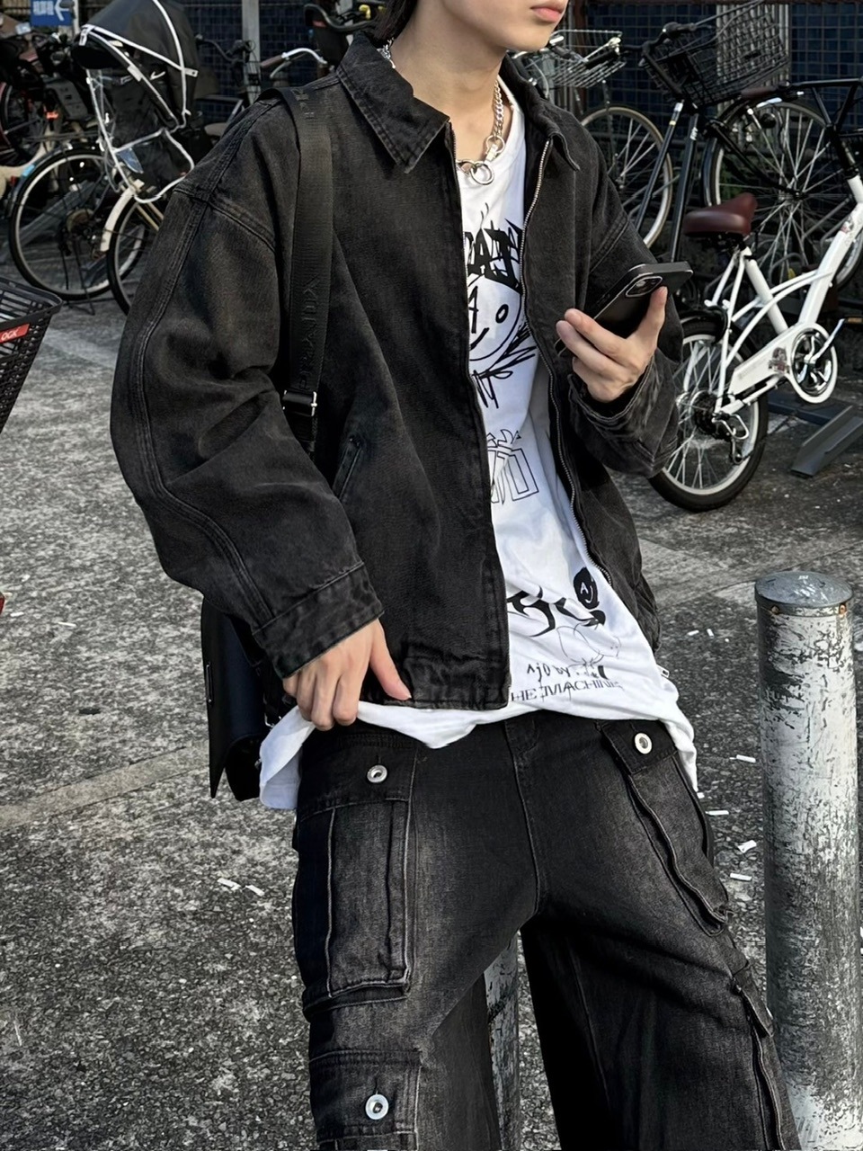 大阪店WEB限定【Chikashitsu +】flame design denim blouson | OUR