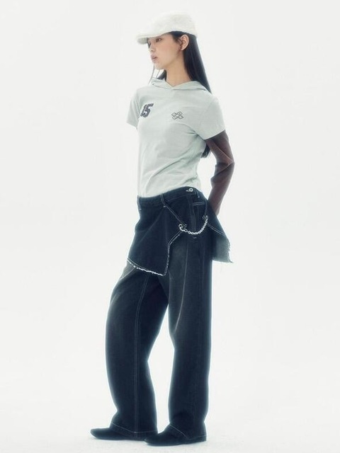 【RUNNINGHIGH】skirt layered denim pants / 追跡付 runningHIGH】SKIRT LAYERED DENIM PANTS | OUR BRAND