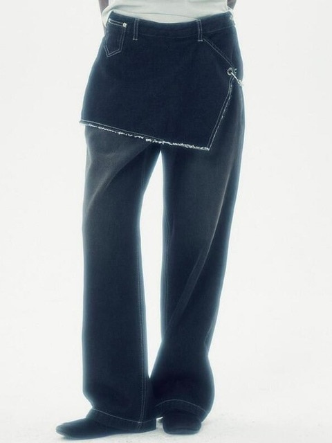 【RUNNINGHIGH】skirt layered denim pants / 追跡付 runningHIGH】SKIRT LAYERED DENIM PANTS | OUR BRAND
