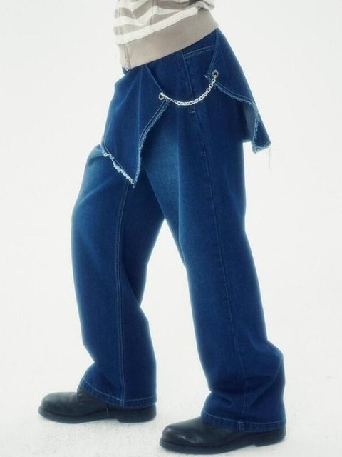 【RUNNINGHIGH】skirt layered denim pants / 追跡付 runningHIGH】SKIRT LAYERED DENIM PANTS | OUR BRAND