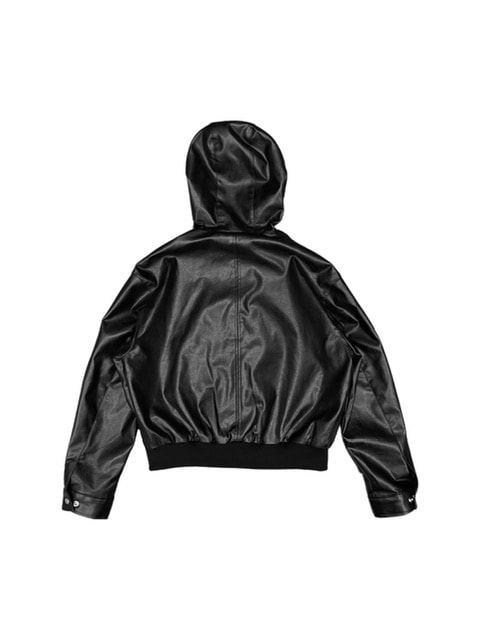 受注制【Chikashitsu +】vegan leather box hooded blouson