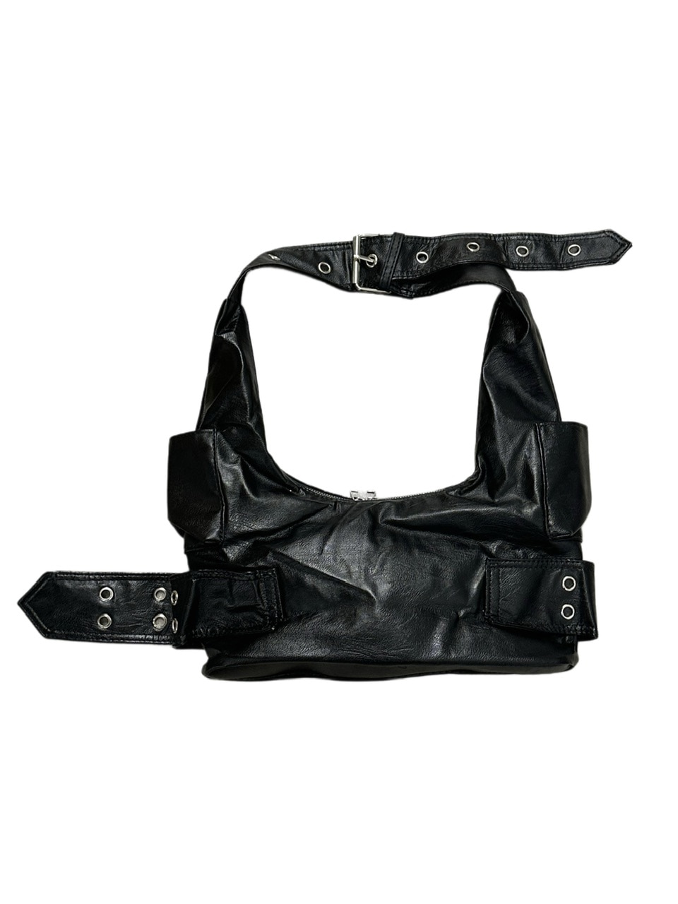 受注制【Never mind the XU】leather eyelet belt bag / 【ネバー