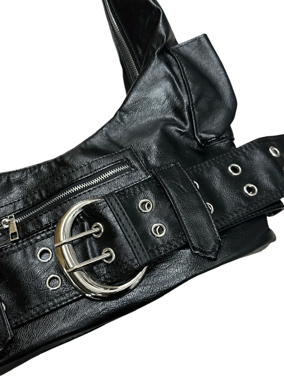 受注制【Never mind the XU】leather eyelet belt bag / 【ネバー