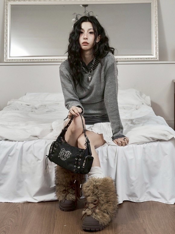 BLACK PURPLE】Cattus bold chain necklace | OUR BRAND,BLACK