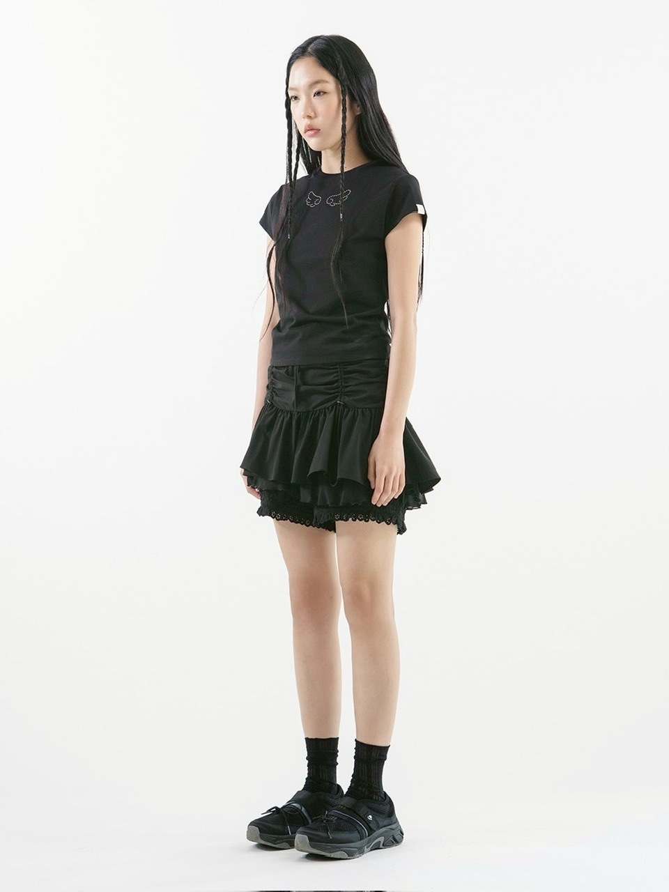 【TUOMIO】ANGEL STUD BABY T-SHIRT / 【トゥオミオ】エンジェルスタッズベイビー半袖Tシャツ