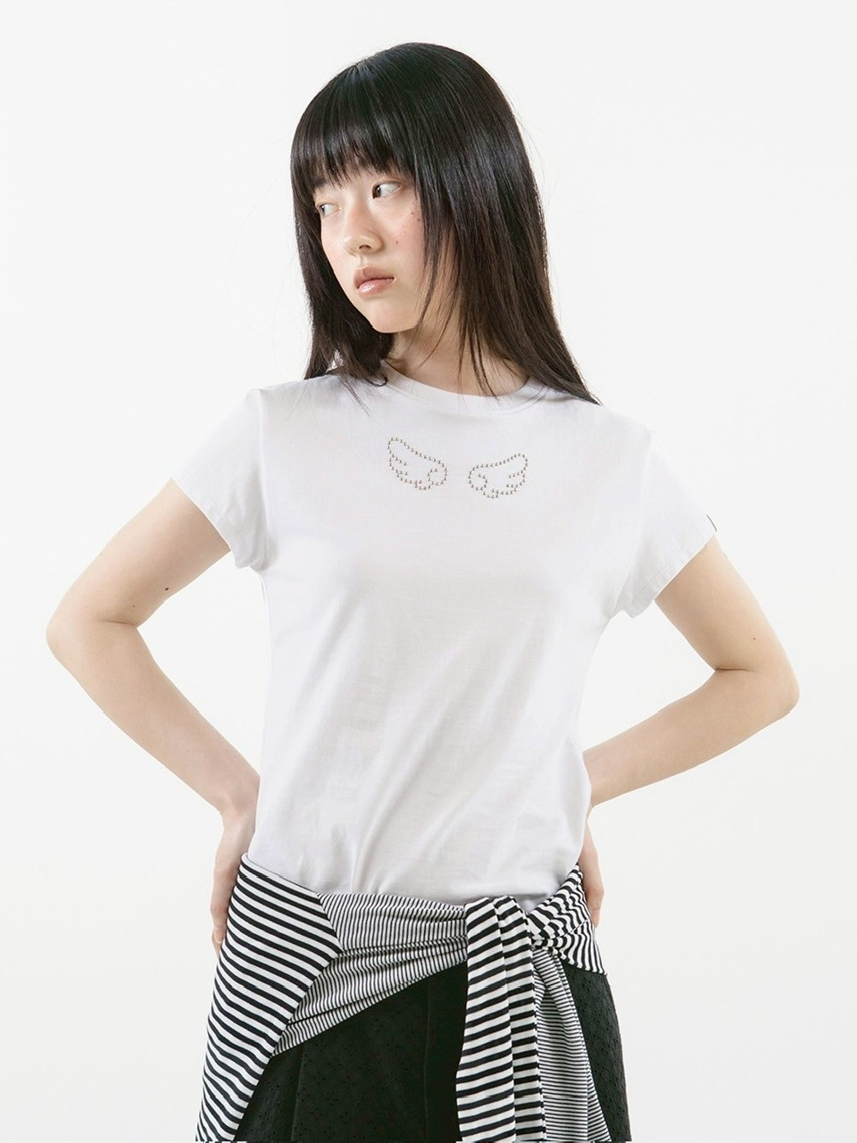 【TUOMIO】ANGEL STUD BABY T-SHIRT / 【トゥオミオ】エンジェルスタッズベイビー半袖Tシャツ