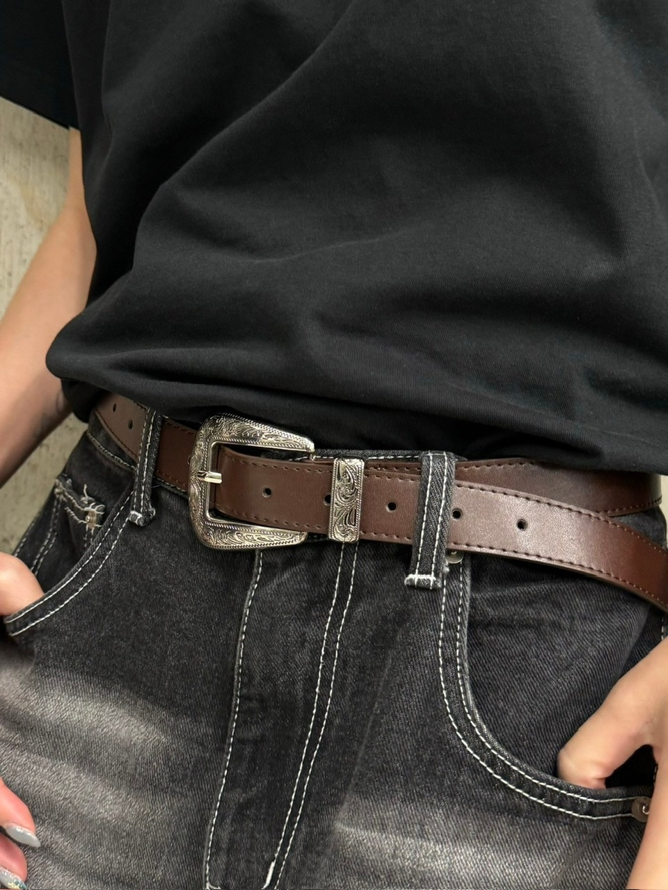 Chikashitsu +チカシツプラス STUDS LEATHER BELT CS】STUDS LEATHER BELT | OUR BRAND,Chikashitsu +,CS