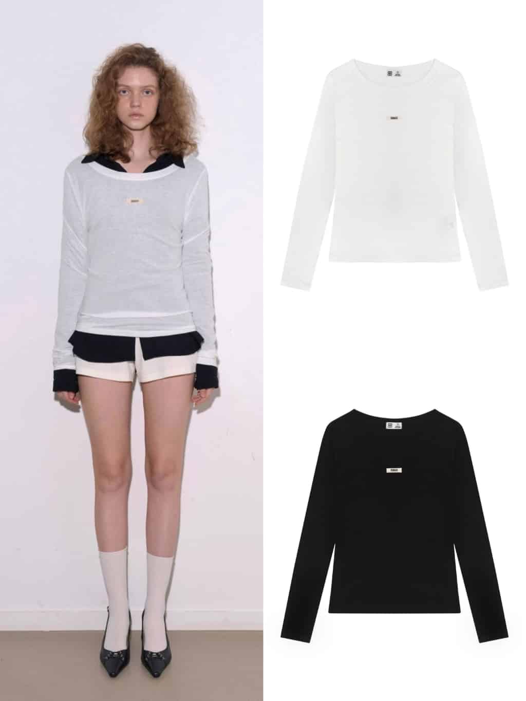 Tシャツ・カットソー ROCKCAKE Beige Label Seethrough Top Black ROCK CAKE】Beige Label Seethrough Top | OUR BRAND,ROCK CAKE