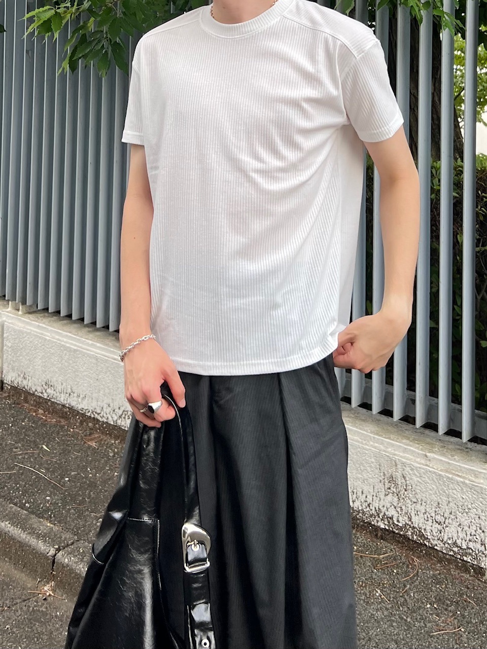 東京店WEB限定受注制【Chikashitsu +】cropped rib knit tee