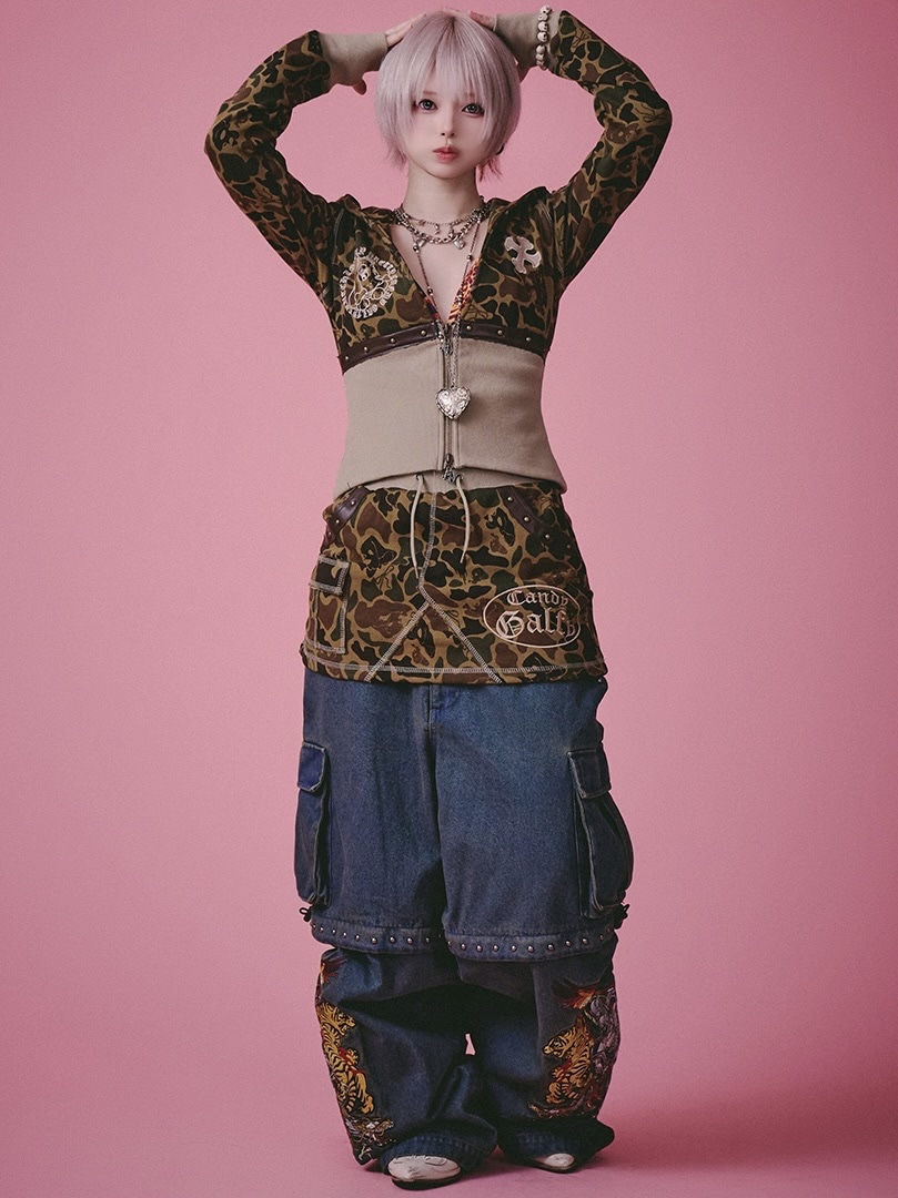 vice fairy ラメ レオパード柄 ロンt y2k lgb fuga GALFY】柄姐フーディー / 【ガルフィー】アニマル柄ウエストシェイプ