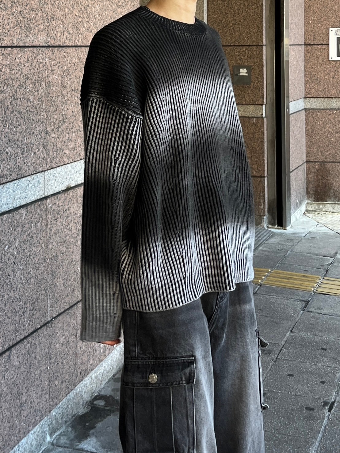 受注制【Chikashitsu +】bleach washing knit (3color