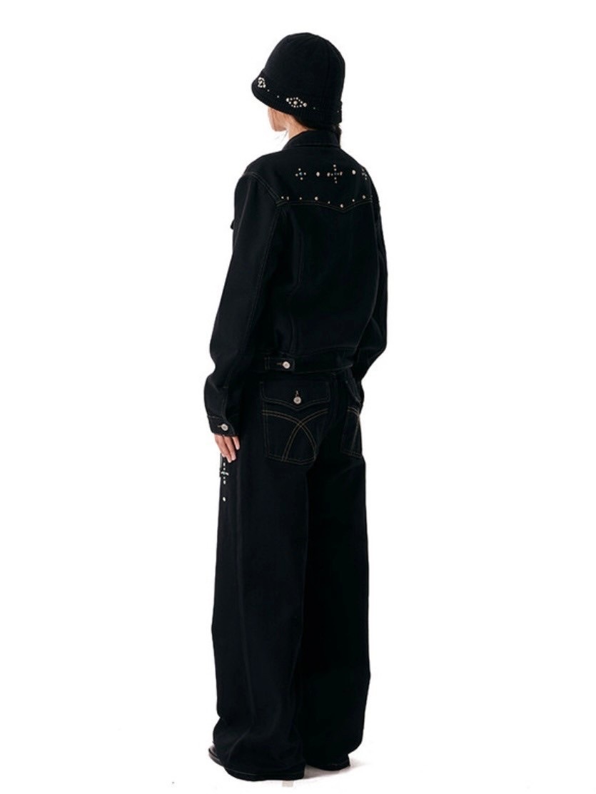 【AAKAM】Western Studded Denim Pants AAKAM】Western Studded Cotton Pants | OUR BRAND,AAKAM