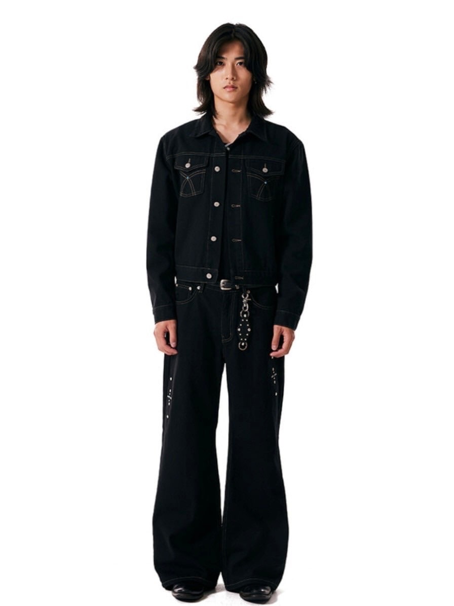 【AAKAM】Western Studded Denim Pants AAKAM】Western Studded Cotton Pants | OUR BRAND,AAKAM