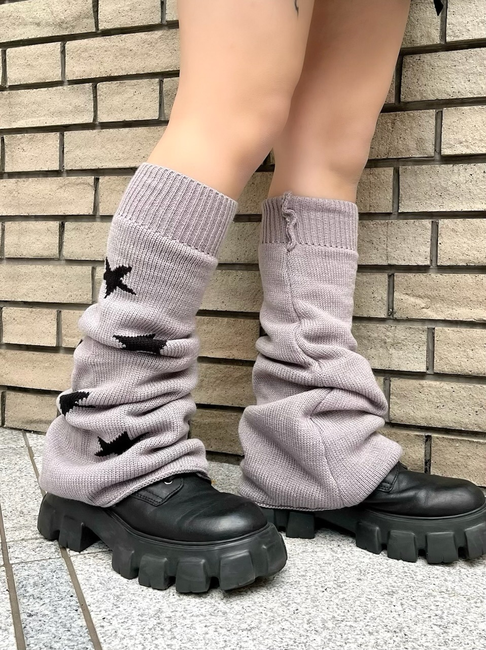 受注制【Never mind the XU】reversible star leg warmer (2color