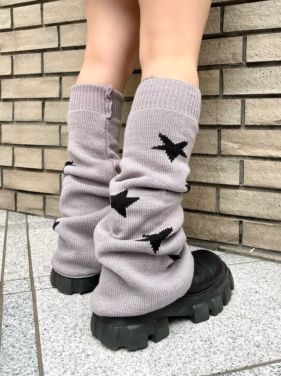 受注制【Never mind the XU】reversible star leg warmer (2color)