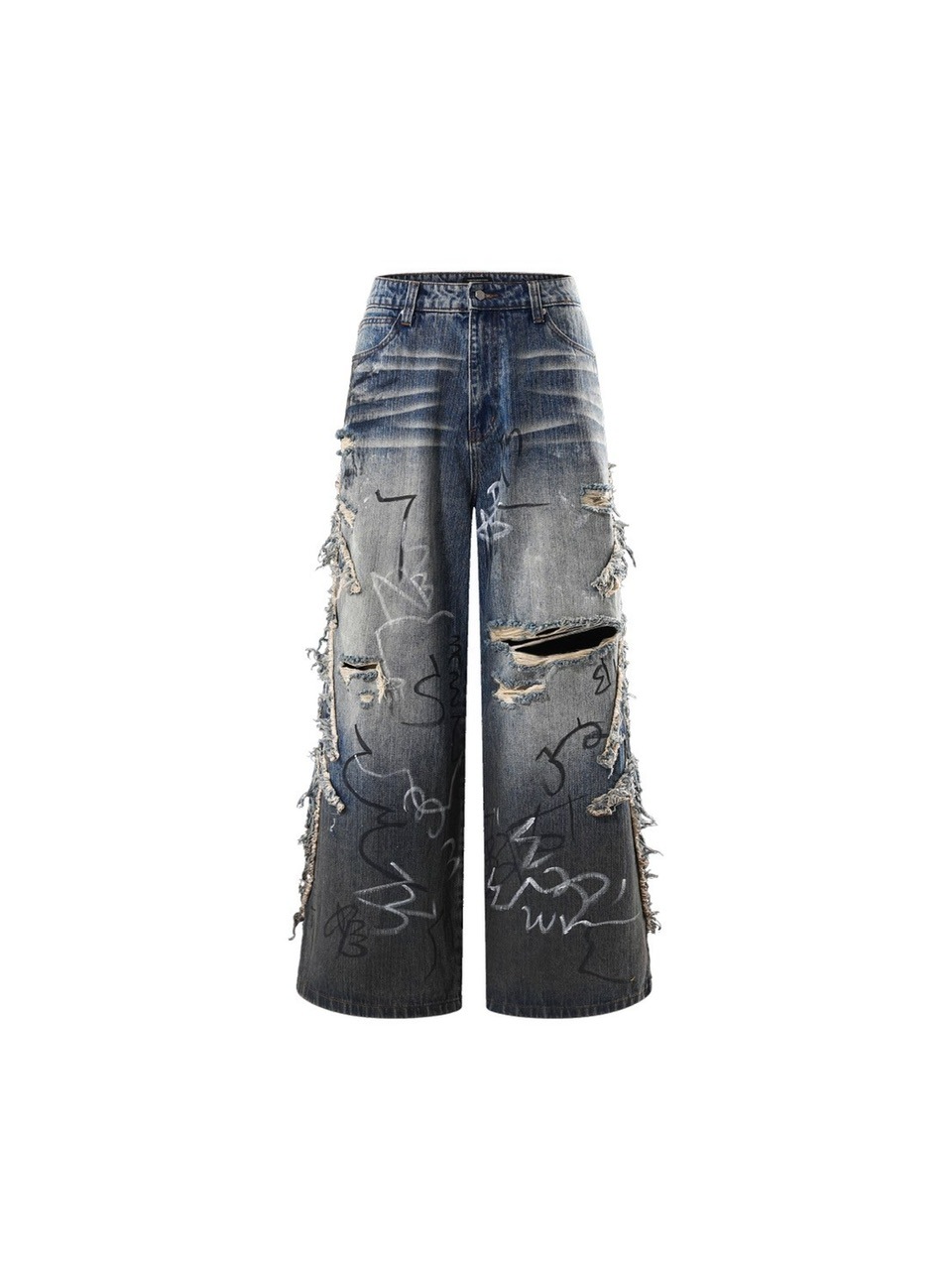 【The Boy Has No Patience】 デニム The Boy Has No Patience】DESTRUCTION DENIM BLUE CAMOUFLAGE