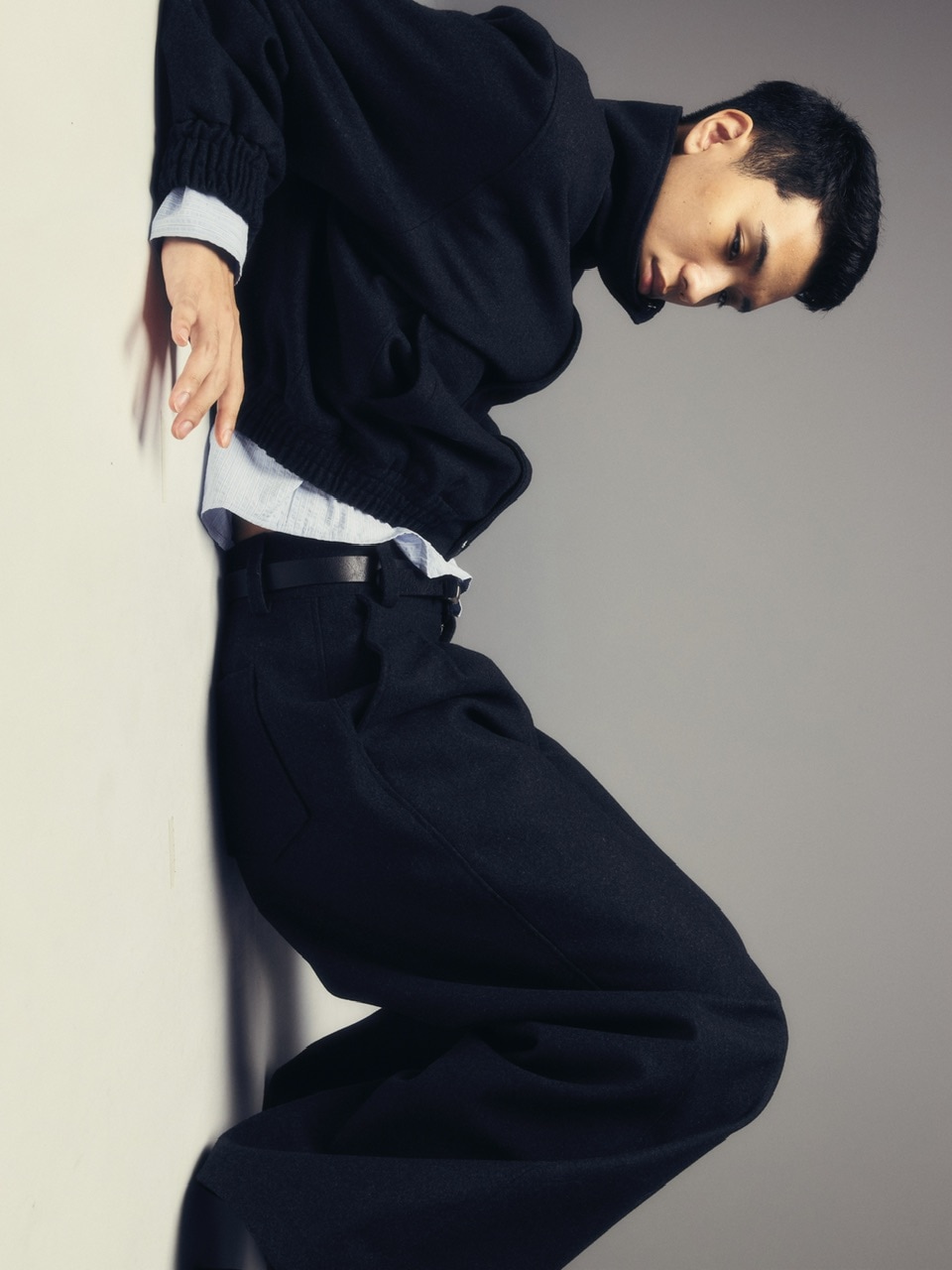 【CS】two tuck wool wide trousers