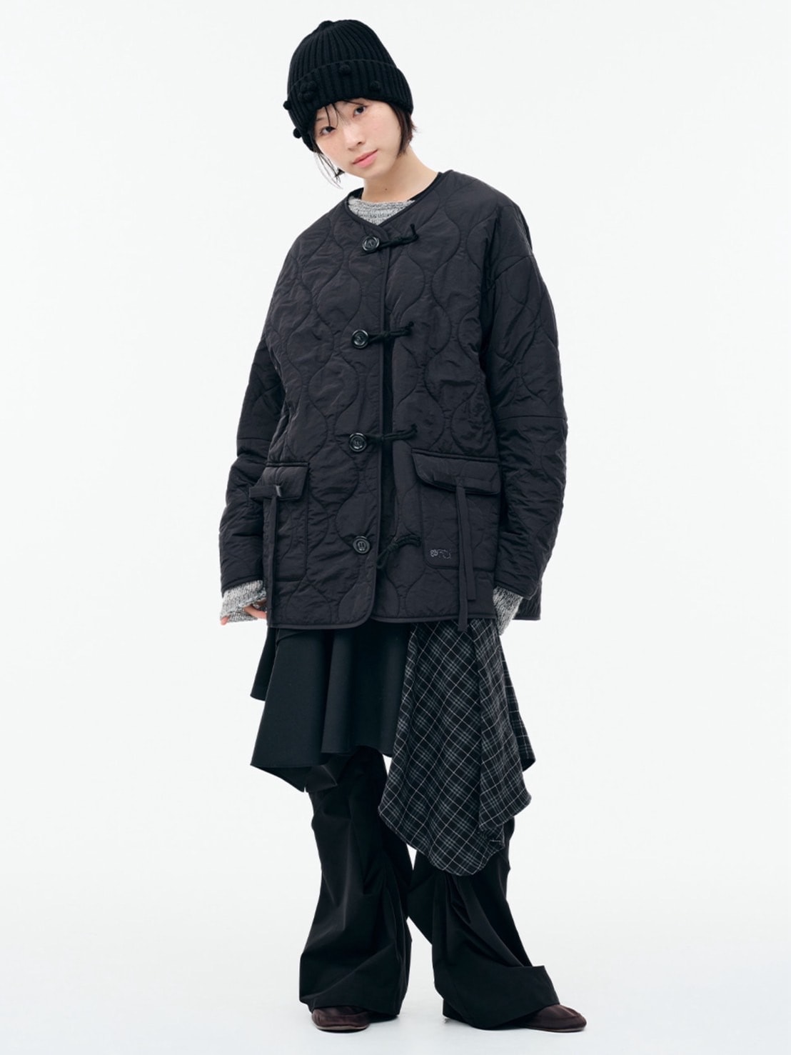 【TUOMIO】LAYERED ASYMMETRIC SKIRT / 【トゥオミオ】レイヤードアシンメトリースカート