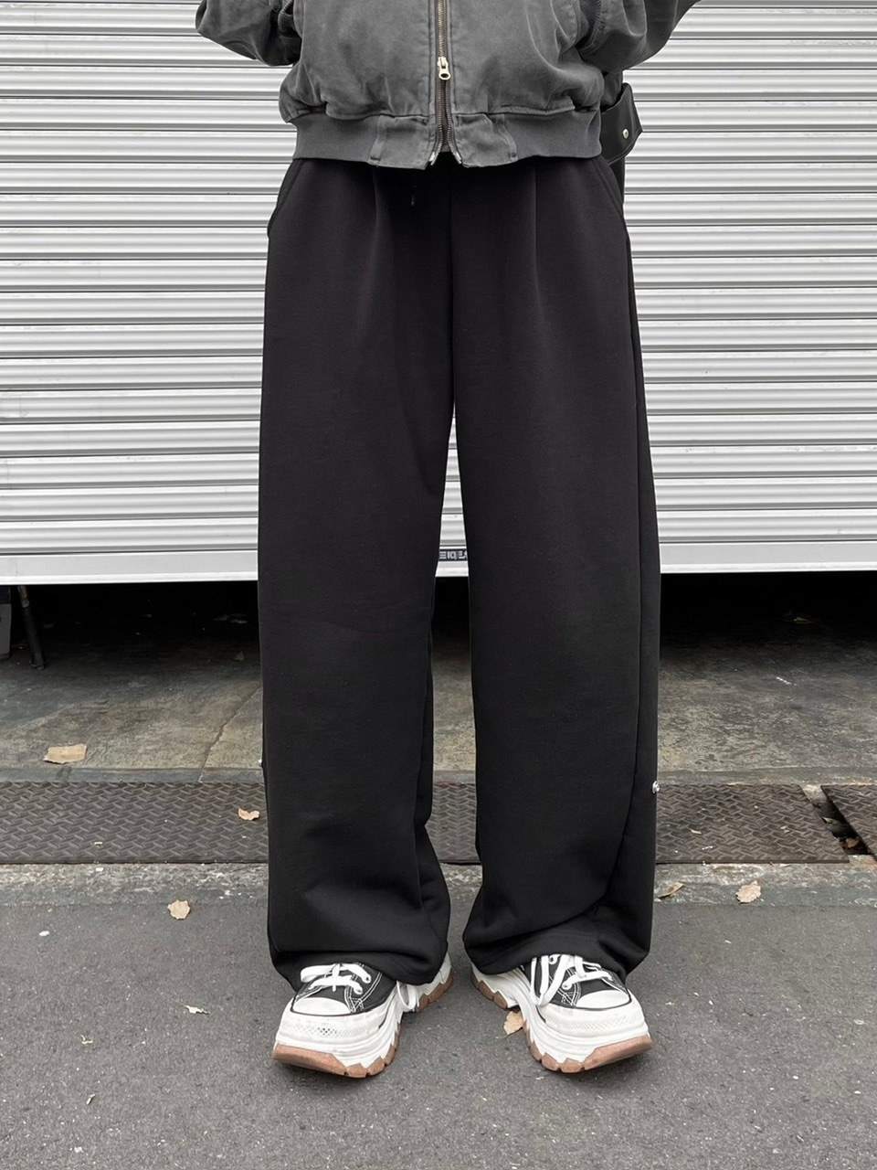 受注制【Chikashitsu +】snap button buggy sweat pants (3color) / 【チカシツプラス】スナップボタンバギースウェットパンツ