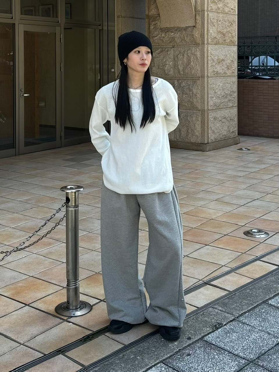受注制【Chikashitsu +】snap button buggy sweat pants (3color