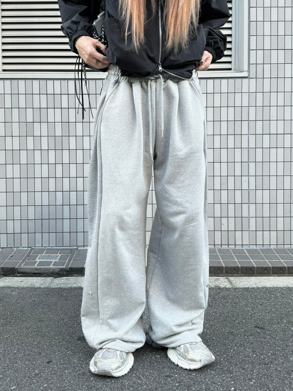 受注制【Chikashitsu +】snap button buggy sweat pants (3color