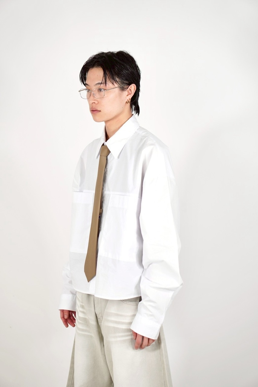 Chikashitsu +】cotton cropped shirt (2color) / 【チカシツプラス
