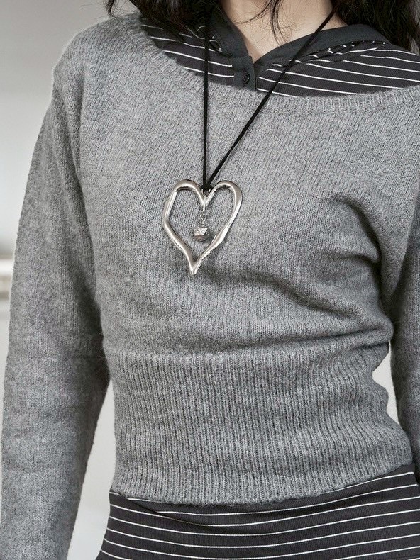 【BLACKPURPLE】25SS★ Big Rough Heart Leather Necklace BLACK PURPLE】Big Rough Heart Leather Necklace | OUR BRAND