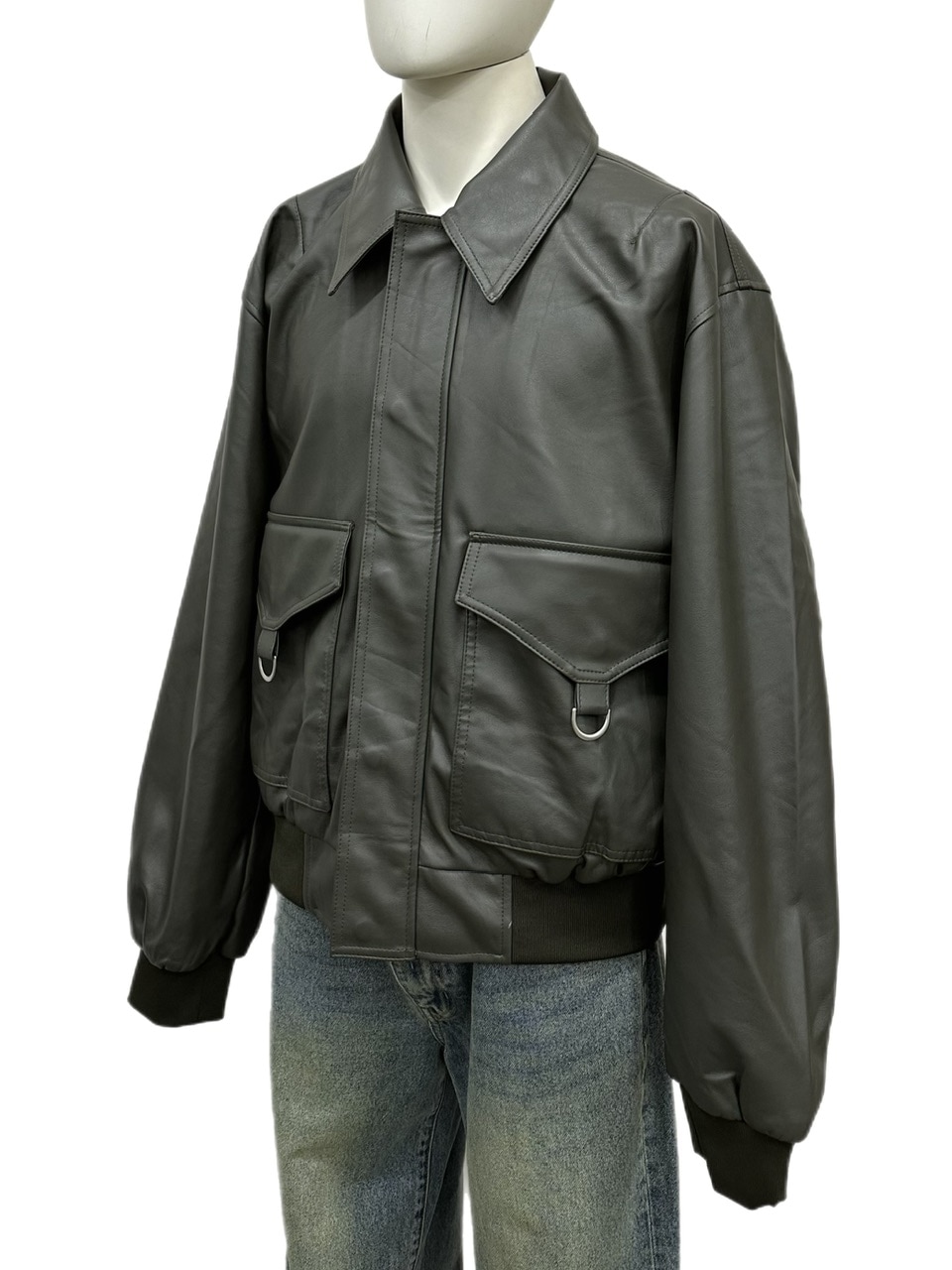 大阪店WEB限定【Chikashitsu +】double pocket leather jumper (3color