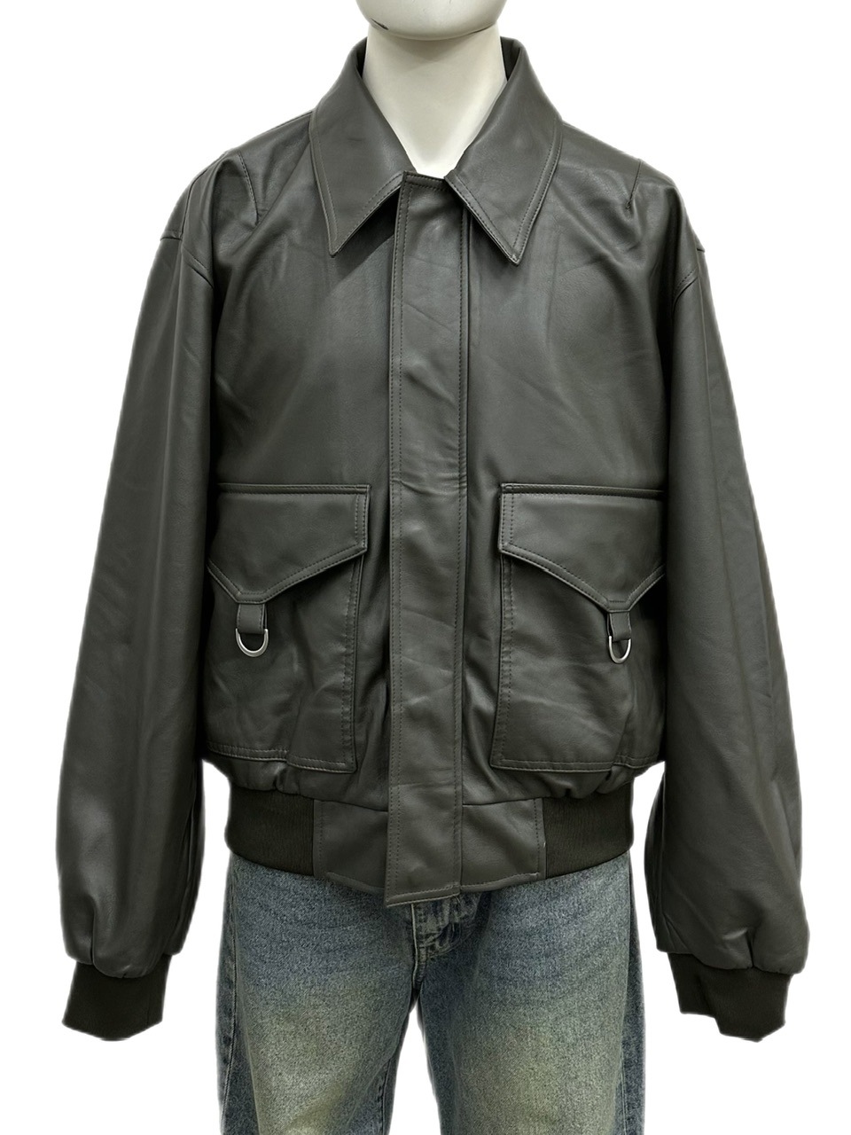 大阪店WEB限定【Chikashitsu +】double pocket leather jumper (3color