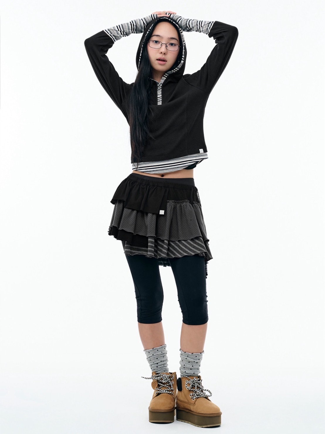 【TUOMIO】BANDED LAYERED SKIRT / 【トゥオミオ】バンディッドレイヤードスカート