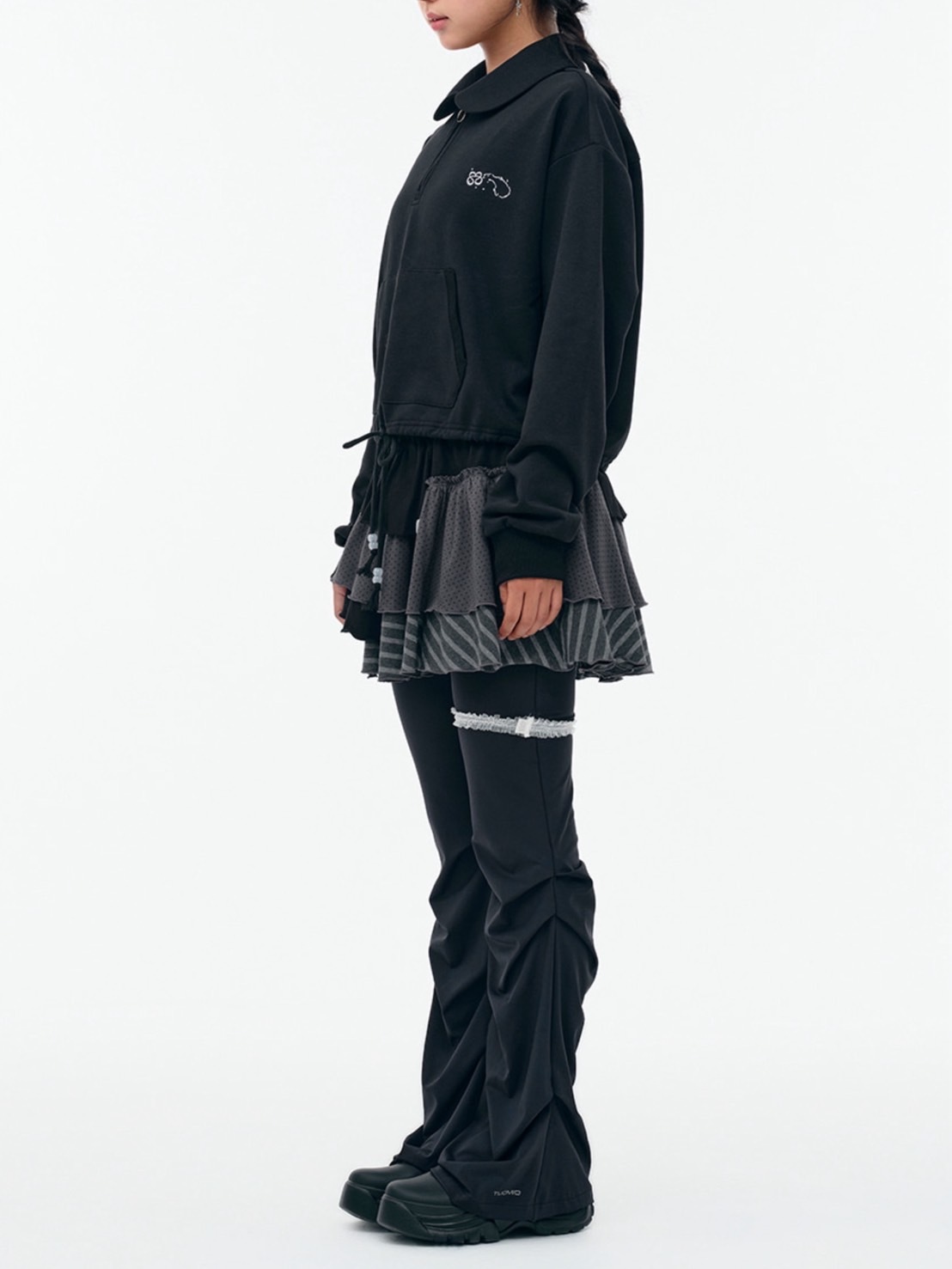 【TUOMIO】BANDED LAYERED SKIRT / 【トゥオミオ】バンディッドレイヤードスカート