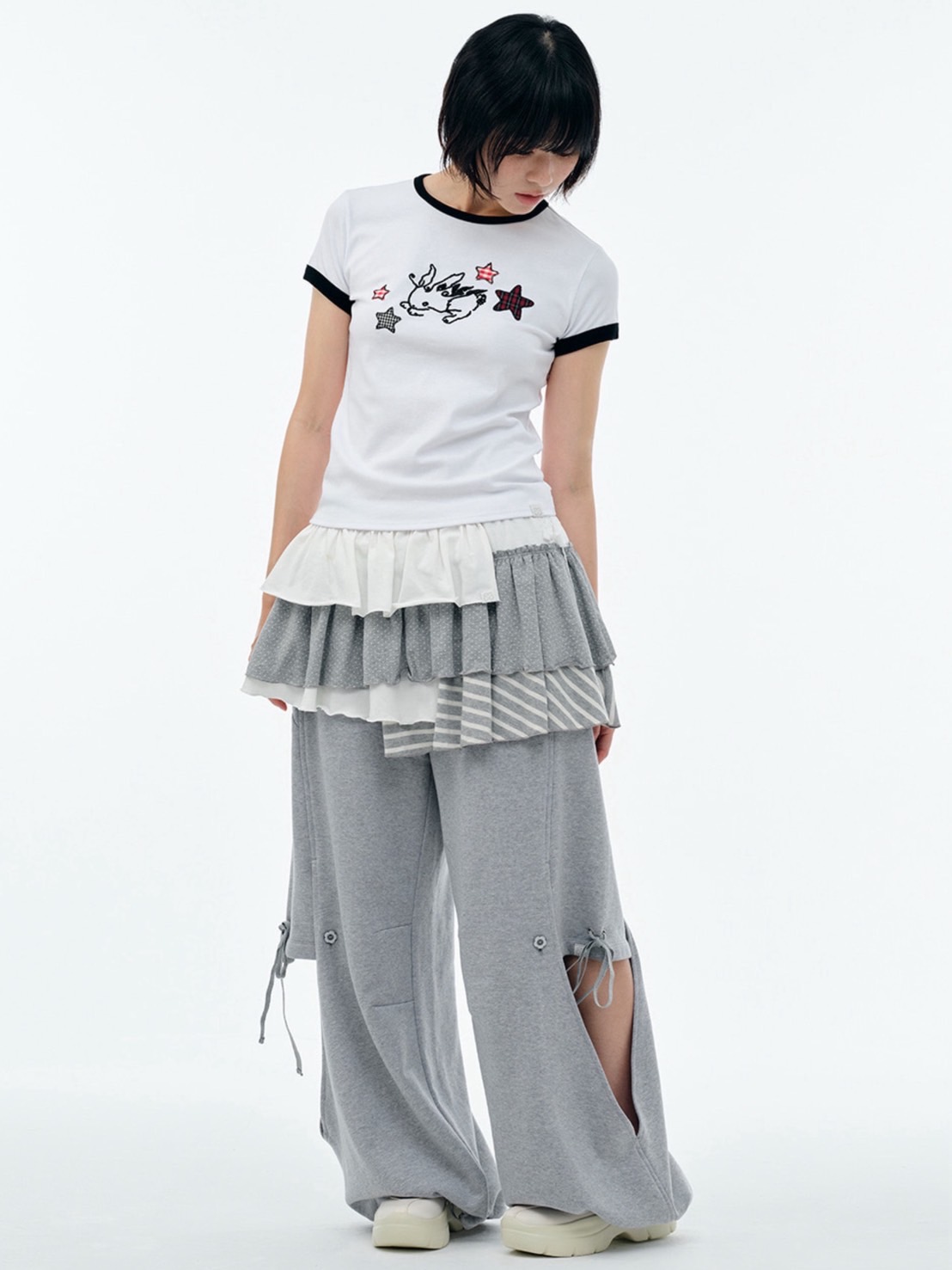 【TUOMIO】BANDED LAYERED SKIRT / 【トゥオミオ】バンディッドレイヤードスカート