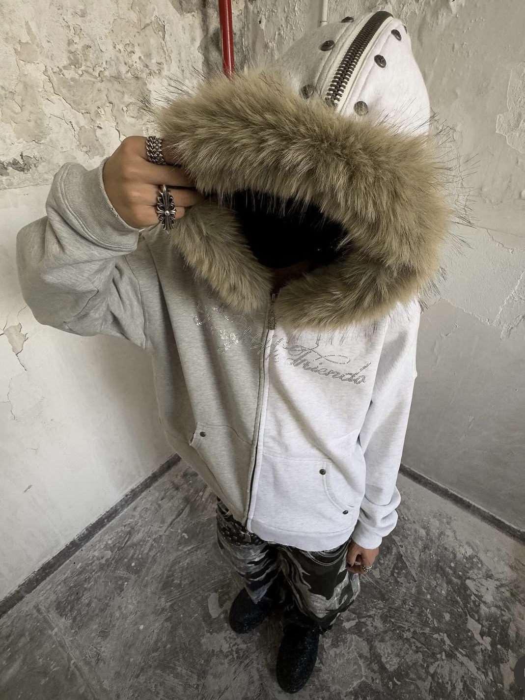 Thought We Friends】Nyra Zip-Up Jacket with Detachable Fur Hood